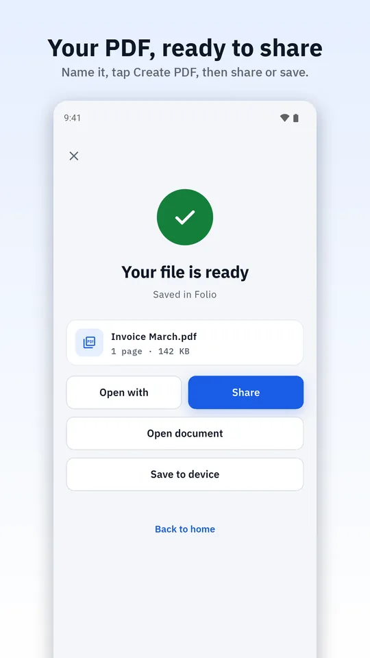Folio screenshot: your PDF, ready to share